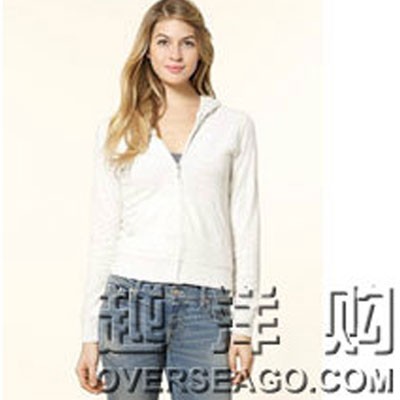 JUICY COUTOURE 橘滋 女士天鹅绒外套 ORIGINAL TERRY HEATHER HOODIE(JG004708)(白色)，原价￥1378，限时仅售￥698！绝对正品，超低折扣，含美国直邮～