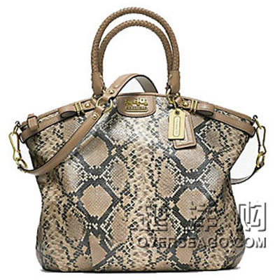 COACH 蔻驰 麦迪逊系列压花蟒蛇纹LINDSEY手提包  MADISON EMBOSSED (COACH F19632) ，原价￥7590，限时仅售￥7080！绝对正品，超低折扣，含美国直邮～