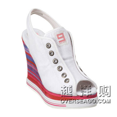 NINE WEST 玖熙 2012新款帆布鱼嘴坡跟凉鞋 PS LUVME (多色)，原价￥2188，限时仅售￥1238！绝对正品，超低折扣，含美国直邮～