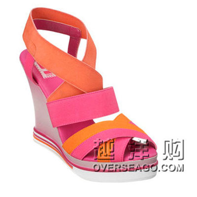 NINE WEST 玖熙 2012新款拼色坡跟凉鞋 PS LUCA (红橙拼色/黑白拼色)，原价￥1588，限时仅售￥768！绝对正品，超低折扣，含美国直邮～