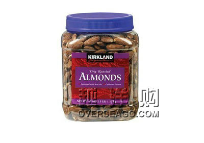 KIRKLAND 柯克兰 顶级加州盐焗大杏仁(1130g/瓶)，原价￥， 限时仅售￥！绝对正品，超低折扣，含美国直邮哦~~