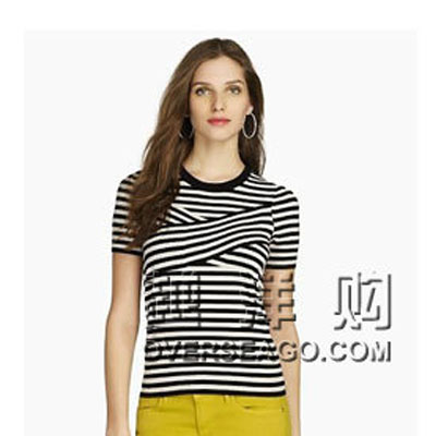 JUICY COUTOURE 橘滋 女士条纹修身T恤 WRAP ME UP TEE(JG005872)(多色)，原价￥2068，限时仅售￥1398！绝对正品，超低折扣，含美国直邮～