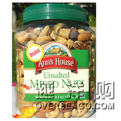 KIRKLAND柯克兰 无盐原味混合坚果 ANN'S HOUSE UNSALTED MIXED NUTS(1130g)，原价￥688， 限时仅售￥348！绝对正品，超低折扣，含美国直邮哦~~