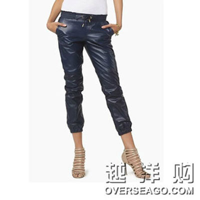 JUICY COUATOURE 橘滋 女士休闲皮裤 LEATHeER TRACK PANT(JG006817)(藏蓝色)，原价￥5988，限时仅售￥3718！绝对正品，超低折扣，含美国直邮～