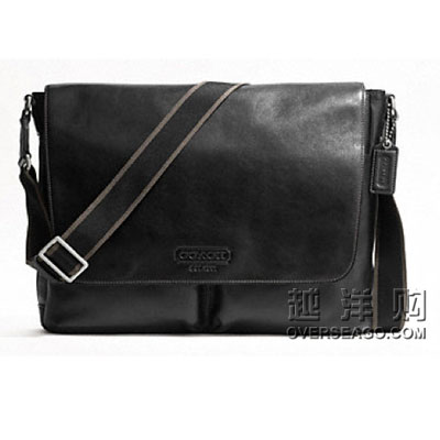 COACH 蔻驰 男士牛皮单肩斜背商务休闲包 （COACH F70556 / COACH 70556）(棕色/黑色) ，原价￥3080，限时仅售￥1980！绝对正品，超低折扣，含美国直邮～