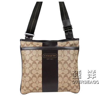 COACH 蔻驰 男士大C标志单肩包 （COACH F70591 / COACH 70591）(黑色/卡其色) ，原价￥1580，限时仅售￥1080！绝对正品，超低折扣，含美国直邮～