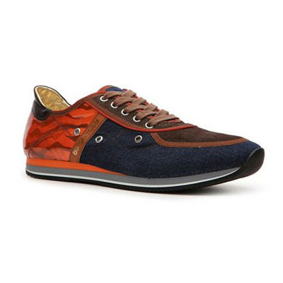 SERGIO ROSSI 塞乔·罗西 男士牛仔运动鞋 TECHNO JEANS SNEAKER (橘色+蓝色，黄色+白色) ，原价￥2880，限时仅售￥1780！绝对正品，超低折扣，含美国直邮～