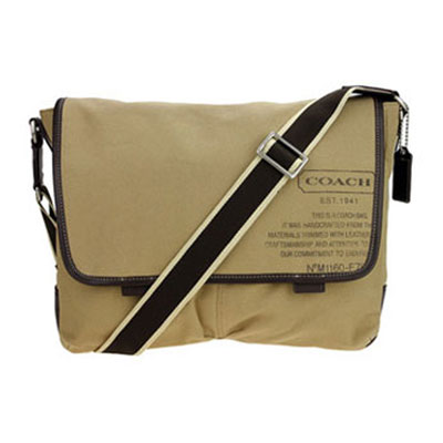 COACH 蔻驰 中性款经典卡其色肩背斜跨包  HERITAGE WEB CANVAS CROSSBODY MESSENGER BAG（COACH F70587 / COACH 70587）(黑色/棕色/橙色) ，原价￥1980，限时仅售￥1480！ 绝对正品，超低折扣，含美国直邮～