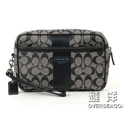 COACH 蔻驰 经典LOGO士夹包/手包 （COACH F77277 / COACH 77277）(黑色/卡其色)(PVC)，原价￥1980，限时仅售￥1180！绝对正品，超低折扣，含美国直邮～