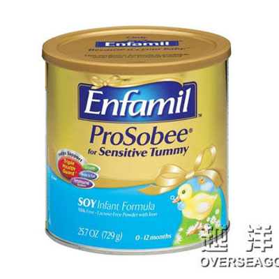 Enfamil 美赞臣 1段/一段 防腹泻抗过敏婴幼儿豆奶粉(Prosobee)(适合1岁以下)(1罐装，729g/罐*1)，原价￥528，限时仅售￥388！绝对正品，超低折扣，含美国直邮～