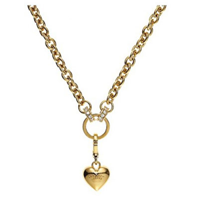 JUICY COUTURE 橘滋 心形吊坠粗链项链 CHUNKY LINK CHARM(YJRU5966)(金色，银色)，原价1080￥，限时仅售￥860！绝对正品，超低折扣，含美国直邮～