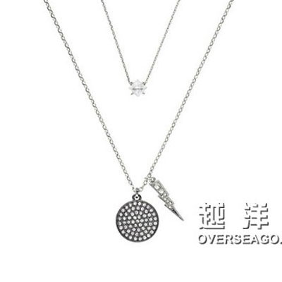 JUICY COUTURE 橘滋 双股链圆形镶钻吊坠项链 DOUBLE STRAND BOLT(YJRU5914)(银色)，原价880￥，限时仅售660￥！绝对正品，超低折扣，含美国直邮～