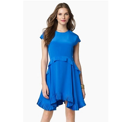 JUICY COUTOURE 橘滋 2012年新款女士褶边连衣裙 FIONA DRESS(JG006742)(蓝色)，原价￥3198，限时仅售￥2388！绝对正品，超低折扣，含美国直邮～
