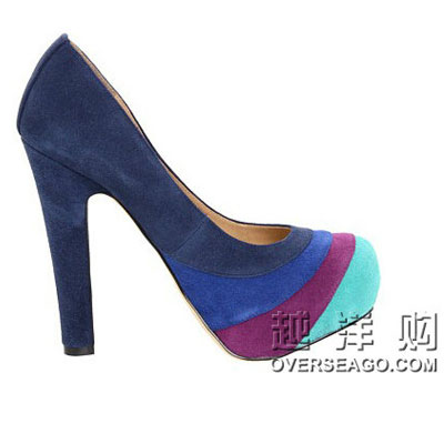 STEVE MADDEN 史蒂夫•马登 绒面拼接色高跟鞋 P-TRIXIE(蓝色/卡其色)，原价￥1388，限时仅售￥638！绝对正品，超低折扣，含美国直邮～