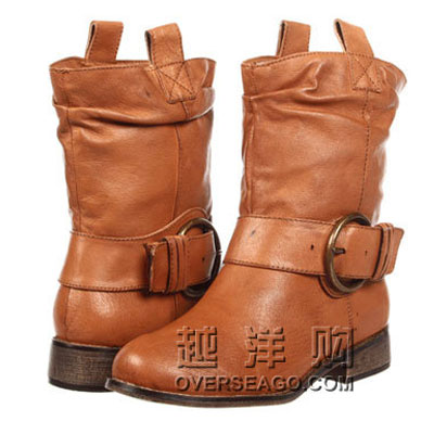 Steve Madden 史蒂夫•马登 新款女士低跟中筒靴 P-Aaron(棕色)，原价￥1658，限时仅售￥868！绝对正品，超低折扣，含美国直邮～