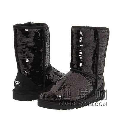 UGG Australia  新款女式中筒雪地靴 Classic Sparkles (黑色/蓝色/红宝石色/银色)，原价￥2748，限时仅售￥1828！绝对正品，超低折扣，含美国直邮～