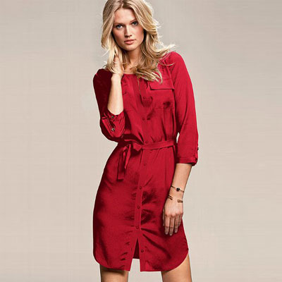VICTORIA'S SECRET 维多利亚的秘密 新款女士衬衫裙 Colorblock Shirt Dress(黑色+白色/紫色+黑色/红色/黑色)，原价￥1668，限时仅售￥828！绝对正品，超低折扣，含美国直邮～