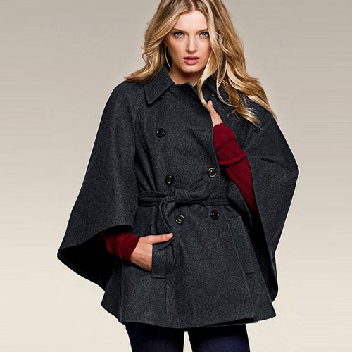 VICTORIA'S SECRET 维多利亚的秘密 新款女式束带斗篷外套 Belted Cape Coat (灰色/黑色)，原价￥2388，限时仅售￥1448！绝对正品，超低折扣，含美国直邮～