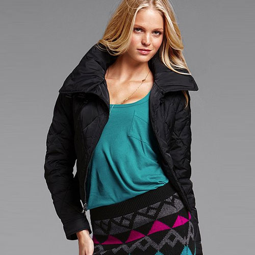 VICTORIA'S SECRET 维多利亚的秘密 新款女式机车夹克 Moto Puffer Jacket (黑色)，原价￥2298，限时仅售￥1468！绝对正品，超低折扣，含美国直邮～