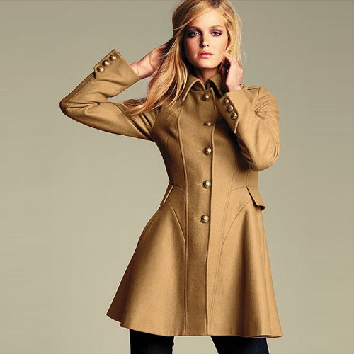 VICTORIA'S SECRET 维多利亚的秘密 新款女式修身风衣 Wool Flare Coat (咖啡色/黑色)，原价￥2588，限时仅售￥1648！绝对正品，超低折扣，含美国直邮～
