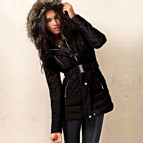 VICTORIA'S SECRET 维多利亚的秘密 新款女式收腰羽绒服 Quilted Faux-fur Trim Puffer (浓咖啡色/深蓝色/浅金色/藏青色/黑色)，原价￥2218，限时仅售￥1578！绝对正品，超低折扣，含美国直邮～