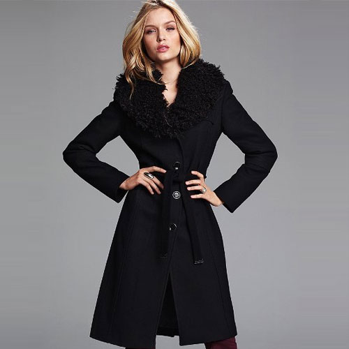 Michael Kors 迈克·柯尔 新款女式人造毛领大衣 Faux-fur Collar Coat (浓咖啡色/黑色)，原价￥3258，限时仅售￥2438！绝对正品，超低折扣，含美国直邮～