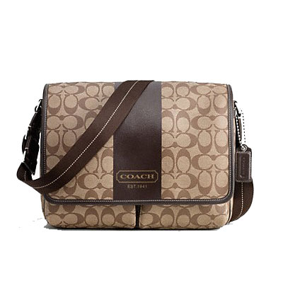 COACH 蔻驰 经典图纹男式斜挎包(F70590)(黑色/卡其色)，原价￥2068，限时仅售￥1278！绝对正品，超低折扣，含美国直邮～