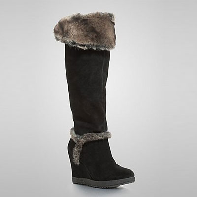 GUESS 盖尔斯 新款女式坡跟高筒靴 Shanay Wedge (灰色/黑色)，原价￥2988，限时仅售￥1688！绝对正品，超低折扣，含美国直邮～