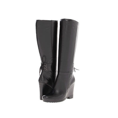 Nine West 玖熙 新款女士高跟高筒靴 Uve Got Sole (黑色皮革/黑色绒面)，原价￥1988，限时仅售￥1398！绝对正品，超低折扣，含美国直邮～