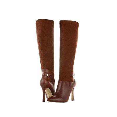 Nine West 玖熙 新款女士细高跟高筒靴 JustRight (棕色/黑色/棕色绒面)，原价￥1968，限时仅售￥1288！绝对正品，超低折扣，含美国直邮～