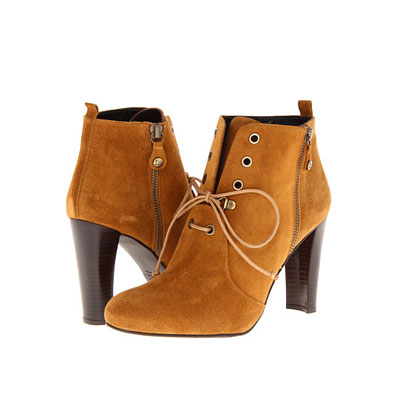 Stuart Weitzman 新款女士粗跟绒面短靴 Oxfordian (棕色)，原价￥3108，限时仅售￥2348！绝对正品，超低折扣，含美国直邮～