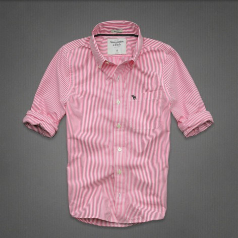 ABERCROMBIE & FITCH  阿贝克隆贝比&费奇 新款男士全棉条纹衬衫 Dun Brook Mountain Shirt (蓝色/粉红色/深紫色/海军色)，原价￥1038，限时仅售￥445！绝对正品，超低折扣，含美国直邮～
