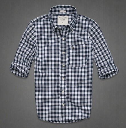 ABERCROMBIE & FITCH  阿贝克隆贝比&费奇 新款男士全棉格子衬衫 Palmer Brook Shirt (白色/白色+海军色/海军色+白色/海军色)，原价￥1038，限时仅售￥448！绝对正品，超低折扣，含美国直邮～