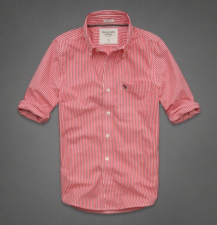 ABERCROMBIE & FITCH  阿贝克隆贝比&费奇  新款男士复古条纹衬衫 Boreas Mountain Shirt (海军色/蓝色/粉红色/红色)，原价￥1038，限时仅售￥448！绝对正品，超低折扣，含美国直邮～