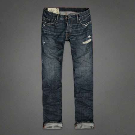 ABERCROMBIE & FITCH  阿贝克隆贝比&费奇 新款男士牛仔裤 The A&F Slim Straight (深蓝色)，原价￥1138，限时仅售￥558！绝对正品，超低折扣，含美国直邮～
