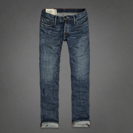 ABERCROMBIE & FITCH  阿贝克隆贝比&费奇 新款男士牛仔裤 Slim Straight Jeans (深蓝色)，原价￥1138，限时仅售￥558！绝对正品，超低折扣，含美国直邮～