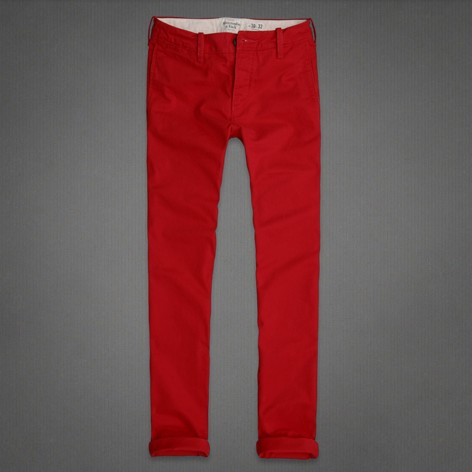 ABERCROMBIE & FITCH  阿贝克隆贝比&费奇  新款男士休闲裤 Skinny Chinos (红色/绿色)，原价￥1168，限时仅售￥568！绝对正品，超低折扣，含美国直邮～