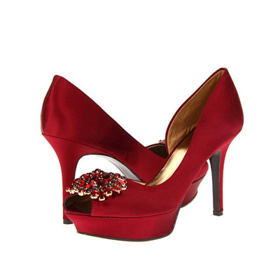 Nine West 玖熙 新款女士镶花露趾细高跟凉鞋 Jaquita (黑色/红色/粉红色)，原价￥1468，限时仅售￥718！绝对正品，超低折扣，含美国直邮～