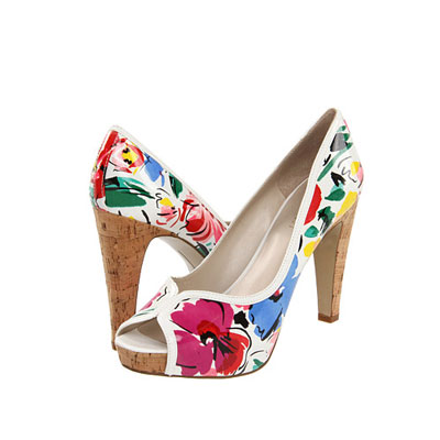 Nine West 玖熙 新款女士花纹高跟凉鞋 JustJoshin (黑色/白色花纹)，原价￥1358，限时仅售￥698！绝对正品，超低折扣，含美国直邮～