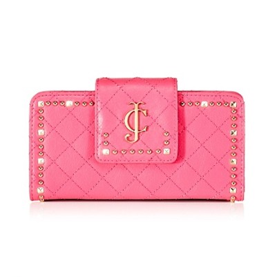 Juicy Couture 橘滋 新款女士铆钉菱形格长款钱包 Continental Leather Wallet (YSRU2495)(红色/黑色/粉红色)，原价￥1548，限时仅售￥778！绝对正品，超低折扣，含美国直邮～