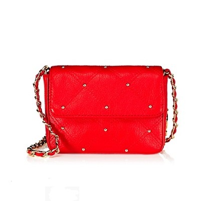 Juicy Couture 橘滋 新款女士铆钉牛皮单肩斜挎包 Frankie Leather Crossbody (YHRU3520)(红色/黑色/白色/粉红色/棕色)，原价￥1788，限时仅售￥1058！绝对正品，超低折扣，含美国直邮～