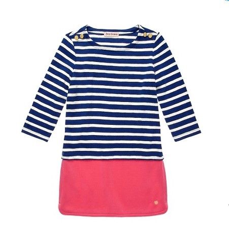 Juicy Couture 橘滋 新款女士条纹连衣裙 Girls Wave Stripe Dress (JYRU8476)(蓝色)，原价￥1478，限时仅售￥778！绝对正品，超低折扣，含美国直邮～