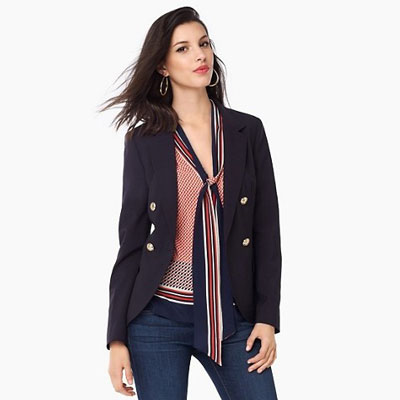 Juicy Couture 橘滋 新款女士双排扣修身翻领西装外套 Sharp Suiting Blazer (JG007288)(黑色)，原价￥2388，限时仅售￥1588！绝对正品，超低折扣，含美国直邮～