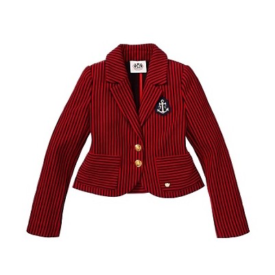 Juicy Couture 橘滋 新款女式条纹短外套 Girls Stripe Ponte Blazer (JYRU8756)(红色/深蓝色)，原价￥1928，限时仅售￥1218！绝对正品，超低折扣，含美国直邮～