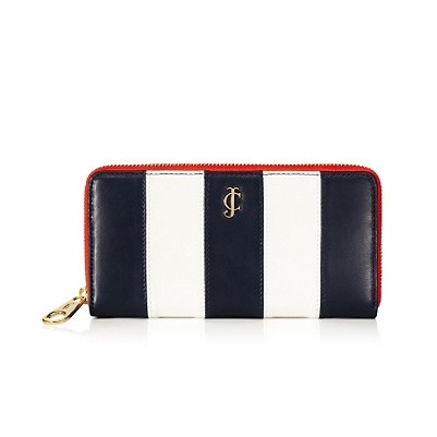 Juicy Couture 橘滋 新款女士条纹长款钱包 Stripe Leather Zip Wallet (YSRU2552)(红色/深蓝色)，原价￥1768，限时仅售￥1188！绝对正品，超低折扣，含美国直邮～
