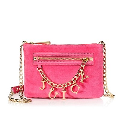 Juicy Couture 橘滋 新款女士天鹅绒单肩斜挎包 Iconic Charm Velour Flat Crossbody (YHRU3404)(黑色/灰色/粉红色)，原价￥1978，限时仅售￥1278！绝对正品，超低折扣，含美国直邮～