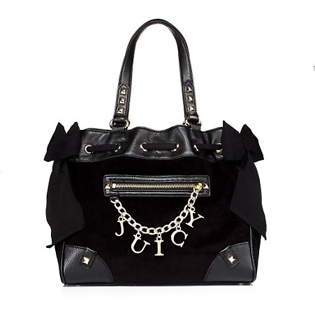Juicy Couture 橘滋 新款女士天鹅绒手提单肩包 Iconic Charm Velour Daydreamer (YHRU3403)(黑色/灰色/粉红色)，原价￥2788，限时仅售￥1868！绝对正品，超低折扣，含美国直邮～