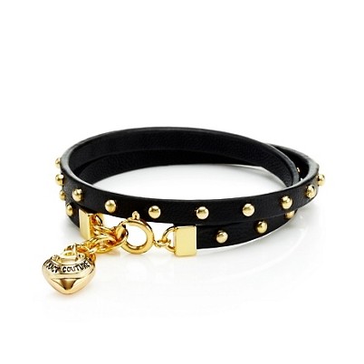 Juicy Couture 橘滋 新款女士手链 Double Wrap Studded Leather Bracelet (YJRU6467)(黑色/蓝色/白色/粉红色)，原价￥948，限时仅售￥548！绝对正品，超低折扣，含美国直邮～