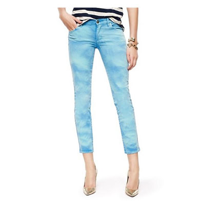 Juicy Couture 橘滋 新款女式彩色磨白九分牛仔裤 Garment Dye Crop Skinny Jean (JG007817)(淡橘色/淡蓝色/绿色/粉红色)，原价￥2038，限时仅售￥1348！绝对正品，超低折扣，含美国直邮～
