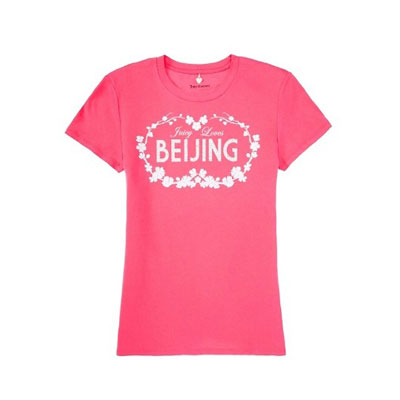 Juicy Couture 橘滋 新款女士圆领T恤 Destinations Tee - Beijing (JG007846)(深蓝色/粉红色)，原价￥1508，限时仅售￥788！绝对正品，超低折扣，含美国直邮～